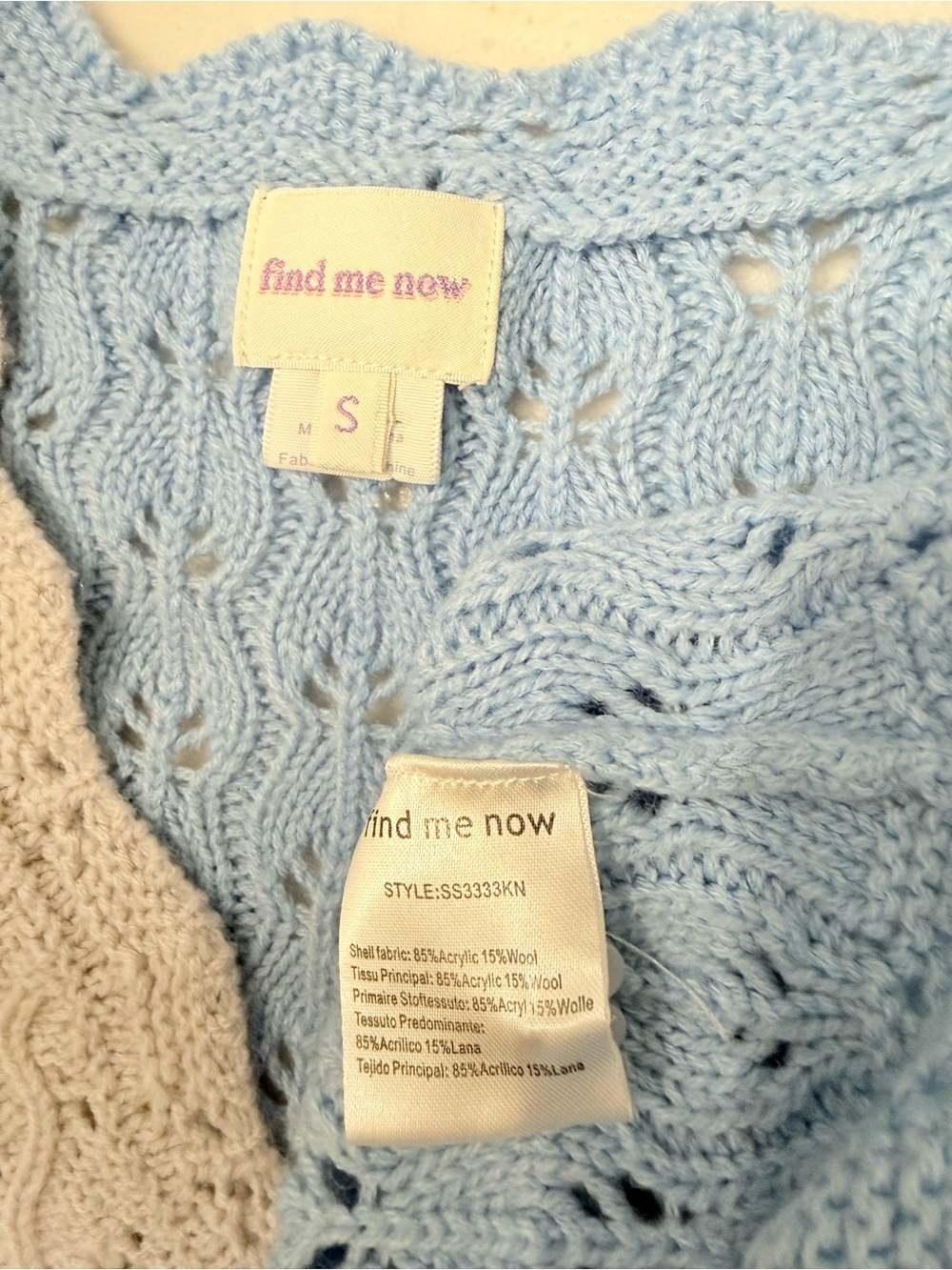 Anthropologie Find Me Now Lumi Wool Blend Colorblock Cardigan Blue Pink Size S - Picture 7 of 13